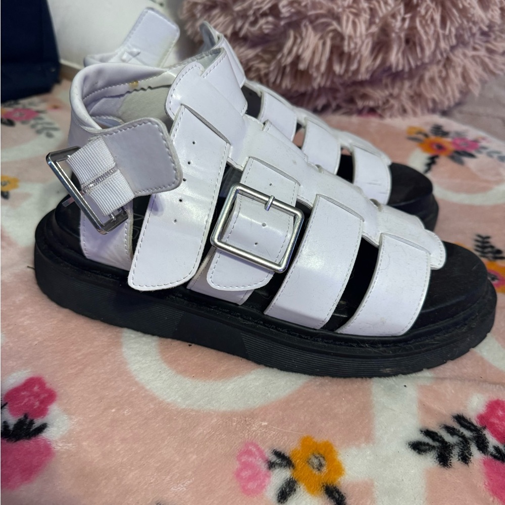 White Platform Strappy Sandals Size 9